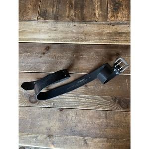 Zans Black Italian Leather Belt Double Prongs 34